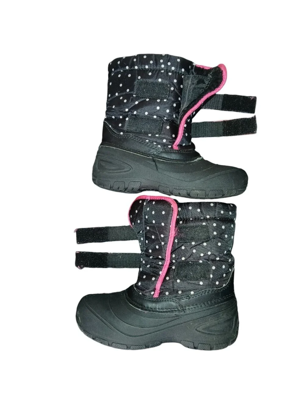 Girls Waterproof Winter Snow Boots - Black with Pink Accents